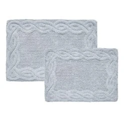 2-Piece Gray Tufted Bath Mat Set