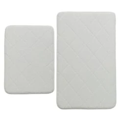 2-Piece Ivory Diamond Design Bath Mat Set