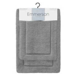 2-Piece Shoreline Grey Plush Bath Mat Set, 17x24/21x32