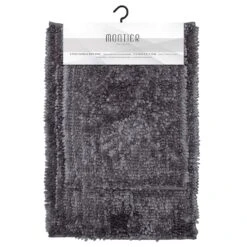 2-Piece Vanessa Grey Chenille Bath Mat Set, 17x24/21x32