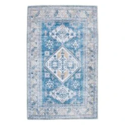 Amelie Blue Washable Accent Rug, 2x3