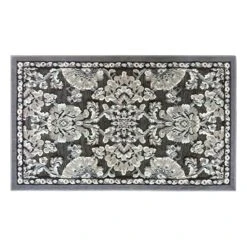 Arrington Floral Damask Grey High-Low Accent Rug, 2x4