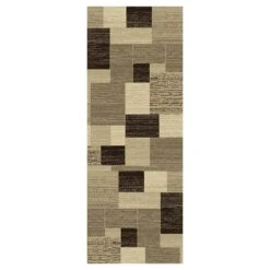 (B446) Romance Tan & Brown Geometric Runner, 2x6