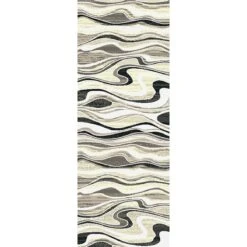 (B511) Soho Grey & Cream Waves Runner, 2x6