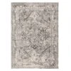 (B548) Providence Villa Dark Grey & Cream Distressed Look Area Rug, 8x10