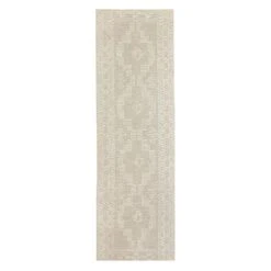 (B669) Found & Fable Goa Ivory Tribal Handmade Runner, 2x6
