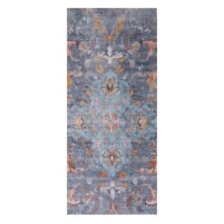 (B752) Providence Augustine Blue Medallion Runner, 2x7