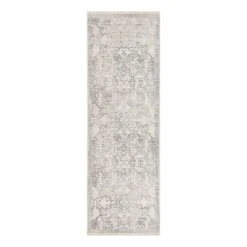 (B762) Cypress Ivory Floral Runner, 2x7