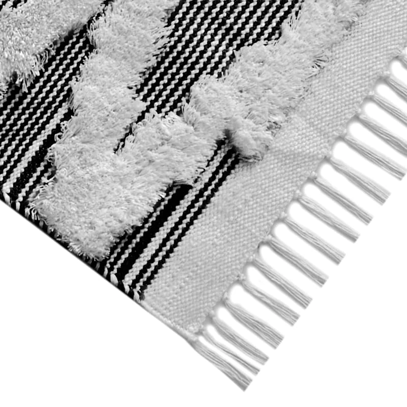 Black & Ivory Woven Diamond Tufted Accent Rug, 27x45 - Image 2