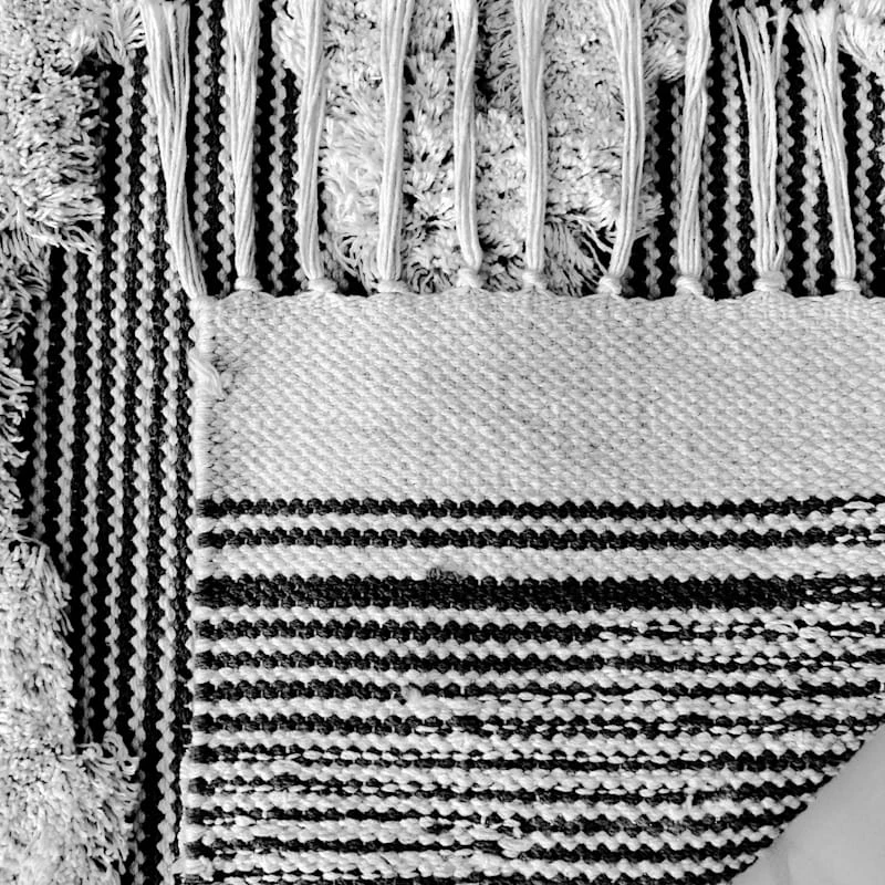 Black & Ivory Woven Diamond Tufted Accent Rug, 27x45 - Image 3