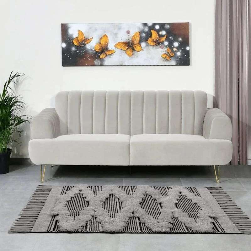 Black & Ivory Woven Diamond Tufted Accent Rug, 27x45 - Image 5