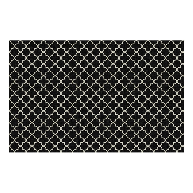 Black Textured Ogee Kitchen Mat, 23x36