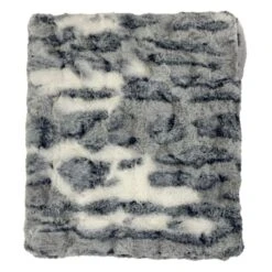 Black & White Animal Print Faux Fur Throw Blanket With Velboa Reverse, 50x60