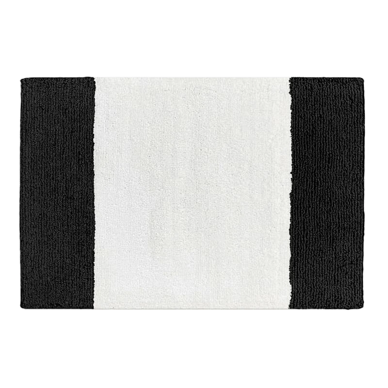 Black & White Color Block Bath Mat, 20x30