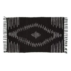 Black & White Tribal Weave Fringe Accent Rug, 27x45