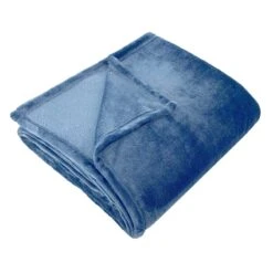 Blue Plush Bed Blanket, Full/Queen
