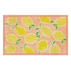 Coral Lemons Kitchen Mat, 21x34