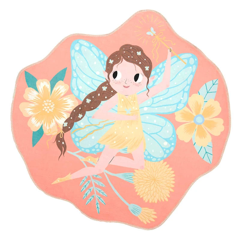 Coral & Yellow Fairy Round Parker Accent Rug, 36"