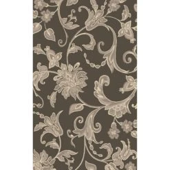(D408) Dark Grey Traditional Floral Design Runner, 2x7