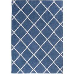 (D429) Brampton Blue Tufted Runner With Non-Slip Back, 2x5