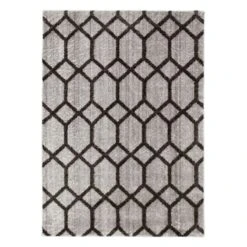 (D439) Zion Black & Grey Tufted Runner With Non-Slip Back, 2x7