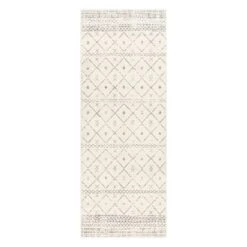 (D483) Found & Fable Roma Ivory Diamond Design Runner, 2x7