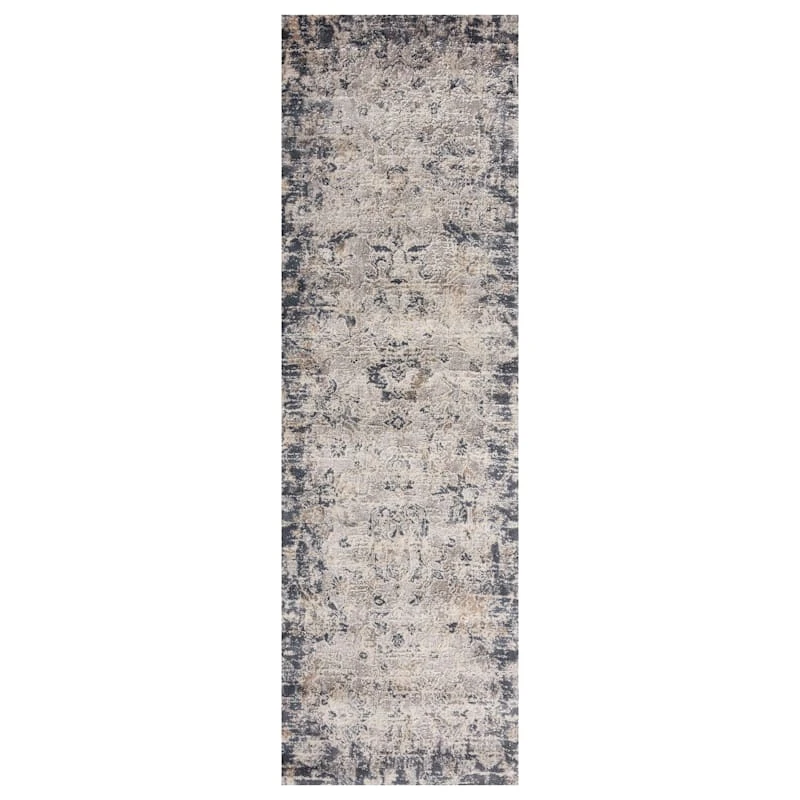 (D492) Honeybloom Muneer Blue & Beige Runner, 2x7