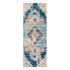 (D493) Floransa Blue Medallion Runner, 2x7