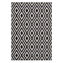 (D532) Black & White Diamond Design Runner, 2x7