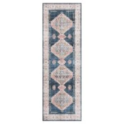 (D564) Found & Fable Khloe Blue Medallion Runner, 2x7