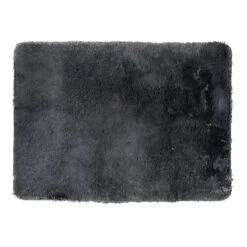 Dark Grey Faux Fur Accent Rug, 31x44