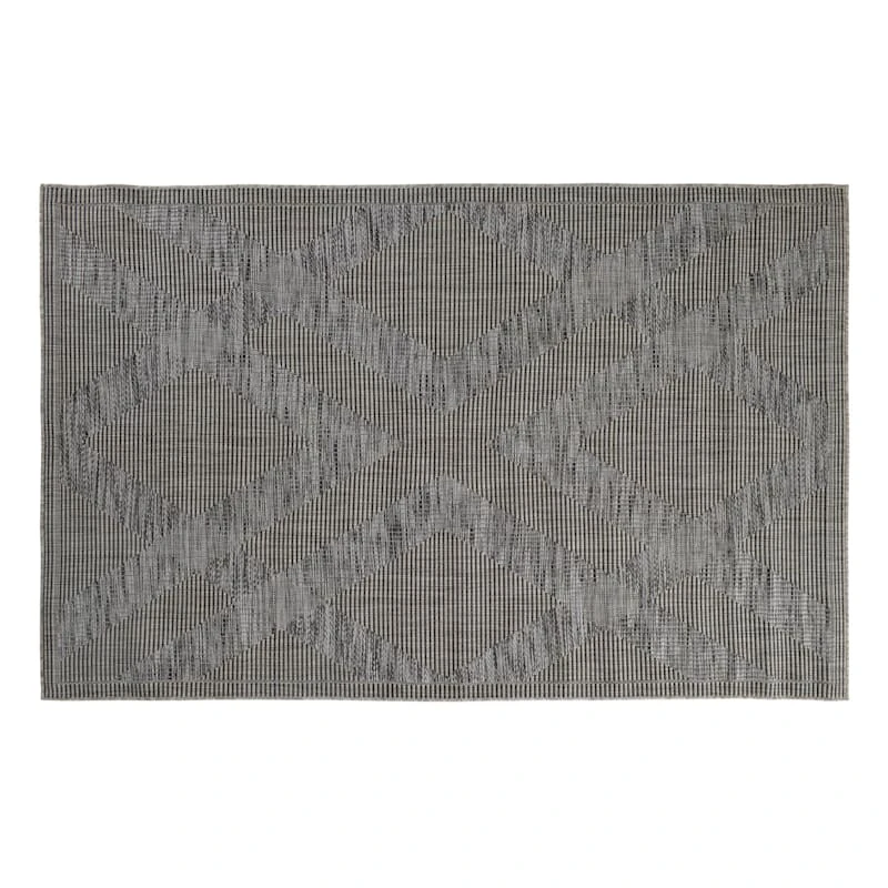 (E219) Grey Diamond Design Indoor & Outdoor Accent Rug, 2x4