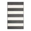 (E323) Asbury Black & White Striped Indoor & Outdoor Accent Rug, 3x5