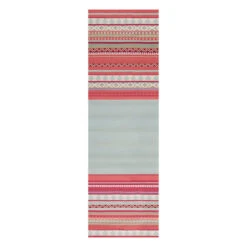 (E329) Mikayla Pink Multicolor Striped Outdoor Runner, 2x7
