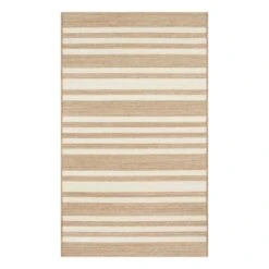 (E456) Honeybloom Lester Natural Striped Accent Rug, 3x5