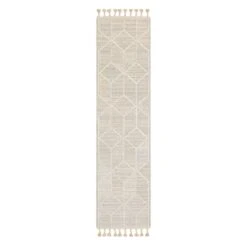 (E465) Found & Fable Soho Beige Tasseled Runner, 2x6