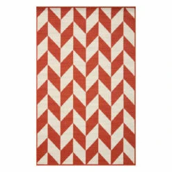 (E469) Ember Orange Herringbone Accent Rug, 3x5