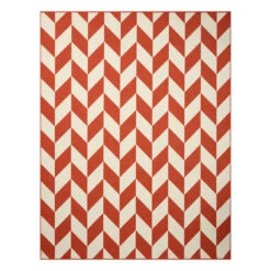 (E469) Ember Orange Herringbone Area Rug, 5x8