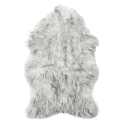 Finley Ivory & Grey Faux Fur Accent Rug, 2x3