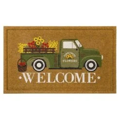 Floral Farm Truck Welcome Coir Mat, 18x30