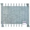 Found & Fable Blue Cotton Woven Bath Mat With Tassels, 20x30