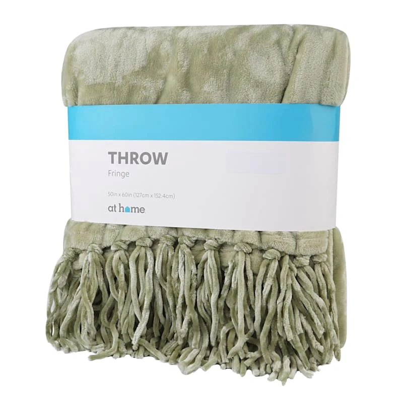 Fringe Throw Light Green 50X60