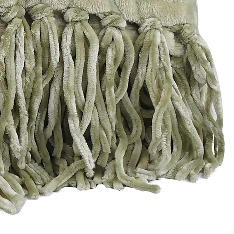 Fringe Throw Light Green 50X60 - Image 2