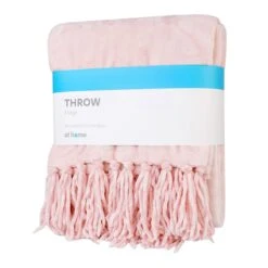 Fringe Throw Pink 50X60