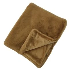 Gold Faux Fur Throw Blanket, 50x60