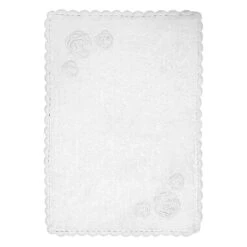 Grace Mitchell White Cabbage Rose With Crochet Edge Bath Mat, 20x30