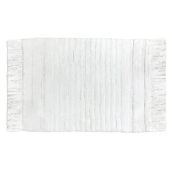 Grace Mitchell White Solid Striped Fringe Bath Mat, 20x30