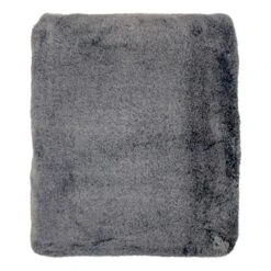 Grey Luxury Chinchilla Faux Fur Throw Blanket, 50x60