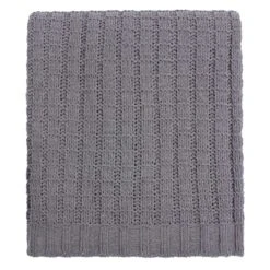 Grey Polyester Chenille Knit Throw Blanket, 50x60