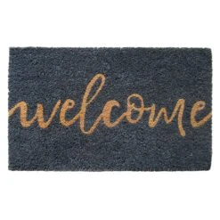 Grey Welcome Script Mat, 18x30
